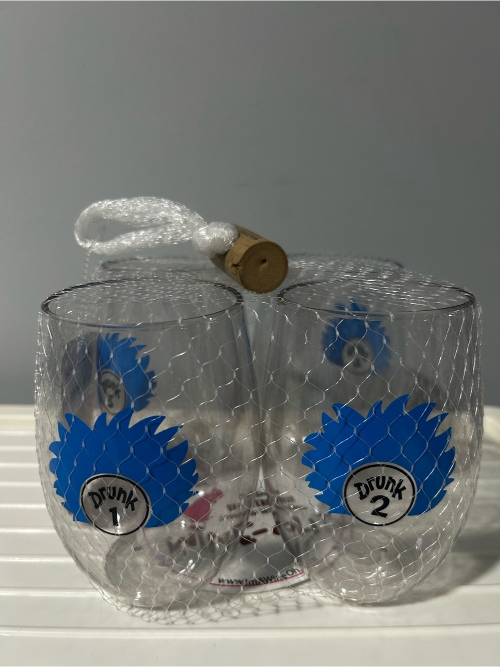 NWT Drunk 1, Drunk 2, Drunk 3, Drunk 4 Plastic Shatterproof Stemless Wine Glass